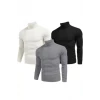 3 Adet Unisex Kaşkorse Boğazlı Full Likralı Fitilli Body Kazak