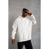 3 İplik Kapşonlu Sweatshirt Hoodie - Beyaz