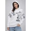 3 İplik Pamuklu Kapüşonlu Baskılı Sweatshirt Hoodie - Beyaz