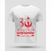 30 Ağustos Zafer Bayramı Baskılı Oversize Bisiklet Yaka T-shirt - Beyaz