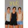 3’lü Kolsuz Sporcu Atlet Seti Yazlık Bisiklet Yakalı - Mint Yeşili, Siyah, Bej