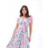 5370 Elbise-pembe Gül Desen