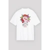 8 Mart Dünya Kadınlar Günü Baskılı Oversize Bisiklet Yaka T-shirt - Beyaz