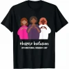 8 Mart Dünya Kadınlar Günü Baskılı Oversize Bisiklet Yaka T-shirt - Siyah