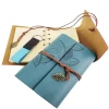 Ahşap Kutulu Mavi Deri Defter ve Anahtarlık Set