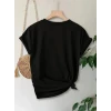 Anneler Günü Hediye Anne Temalı Baskılı Oversize Bisiklet Yaka T-shirt - Siyah