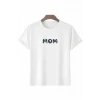 Anneler Günü Hediye Mom Çiçek Baskılı Oversize Bisiklet Yaka T-shirt - Beyaz