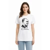 Atatürk Baskılı Tişört Kısa Kollu Bisiklet Yaka T-shirt - Beyaz
