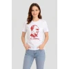 Atatürk Baskılı Tişört Kısa Kollu Bisiklet Yaka T-shirt - Beyaz