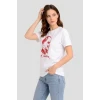 Atatürk Baskılı Tişört Kısa Kollu Bisiklet Yaka T-shirt - Beyaz