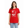 Atatürk Baskılı Tişört Kısa Kollu Bisiklet Yaka  T-shirt - Kırmızı