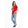Atatürk Baskılı Tişört Kısa Kollu Bisiklet Yaka  T-shirt - Kırmızı