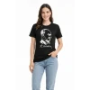 Atatürk Baskılı Tişört Kısa Kollu Bisiklet Yaka T-shirt - Siyah