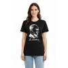 Atatürk Baskılı Tişört Kısa Kollu Bisiklet Yaka T-shirt - Siyah