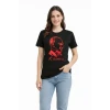 Atatürk Baskılı Tişört Kısa Kollu Bisiklet Yaka  T-shirt - Siyah