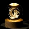 Ay Üstünde Astronot Tasarımlı Işıklı Cam Küre (Büyük Boy, 8 cm)