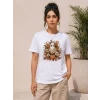 Balkabağı Hayalet Baskılı Tişört Kısa Kol Yazlık T-shirt - Beyaz