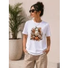 Balkabağı Hayalet Baskılı Tişört Kısa Kol Yazlık T-shirt - Beyaz