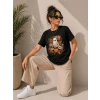 Balkabağı Hayalet Baskılı Tişört Kısa Kol Yazlık T-shirt - Siyah