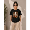Balkabağı Hayalet Baskılı Tişört Kısa Kol Yazlık T-shirt - Siyah
