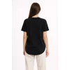 Basic T-shirt Kısa Kol Bisiklet Yaka Oval Kesim Tişört - Siyah