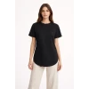 Basic T-shirt Kısa Kol Bisiklet Yaka Oval Kesim Tişört - Siyah