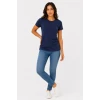 Basic Tişört Bisiklet Yaka Kısa Kol Günlük Yazlık Slim Fit T-shirt - Lacivert