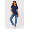 Basic Tişört Bisiklet Yaka Kısa Kol Günlük Yazlık Slim Fit T-shirt - Lacivert