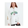 Baskılı Kapüşonlu Sweatshirt - Beyaz