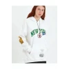 Baskılı Kapüşonlu Sweatshirt - Beyaz