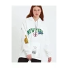Baskılı Kapüşonlu Sweatshirt - Beyaz