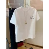 Baskılı Oversize Bisiklet Yaka T-shirt - Beyaz