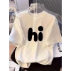 Baskılı Oversize Bisiklet Yaka T-shirt - Beyaz
