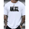Baskılı Oversize Bisiklet Yaka T-shirt - Beyaz