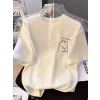 Baskılı Oversize Bisiklet Yaka T-shirt - Beyaz