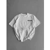 Baskılı Oversize Bisiklet Yaka T-shirt - Beyaz