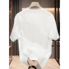 Baskılı Oversize Bisiklet Yaka T-shirt - Beyaz