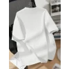 Baskılı Oversize Bisiklet Yaka T-shirt - Beyaz