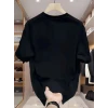 Baskılı Oversize Bisiklet Yaka T-shirt - Beyaz