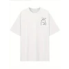 Baskılı Oversize Bisiklet Yaka T-shirt - Beyaz