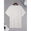 Baskılı Oversize Bisiklet Yaka T-shirt - Beyaz