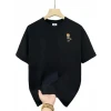 Baskılı Oversize Bisiklet Yaka T-shirt - Siyah