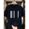 Baskılı Oversize Bisiklet Yaka T-shirt - Siyah