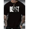 Baskılı Oversize Bisiklet Yaka T-shirt - Siyah
