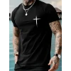 Baskılı Oversize Bisiklet Yaka T-shirt - Siyah