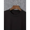 Baskılı Oversize Bisiklet Yaka T-shirt - Siyah