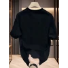 Baskılı Oversize Bisiklet Yaka T-shirt - Siyah