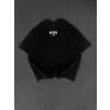Baskılı Oversize Bisiklet Yaka T-shirt - Siyah