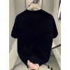 Baskılı Oversize Bisiklet Yaka T-shirt - Siyah