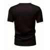 Baskılı Oversize Bisiklet Yaka T-shirt - Siyah